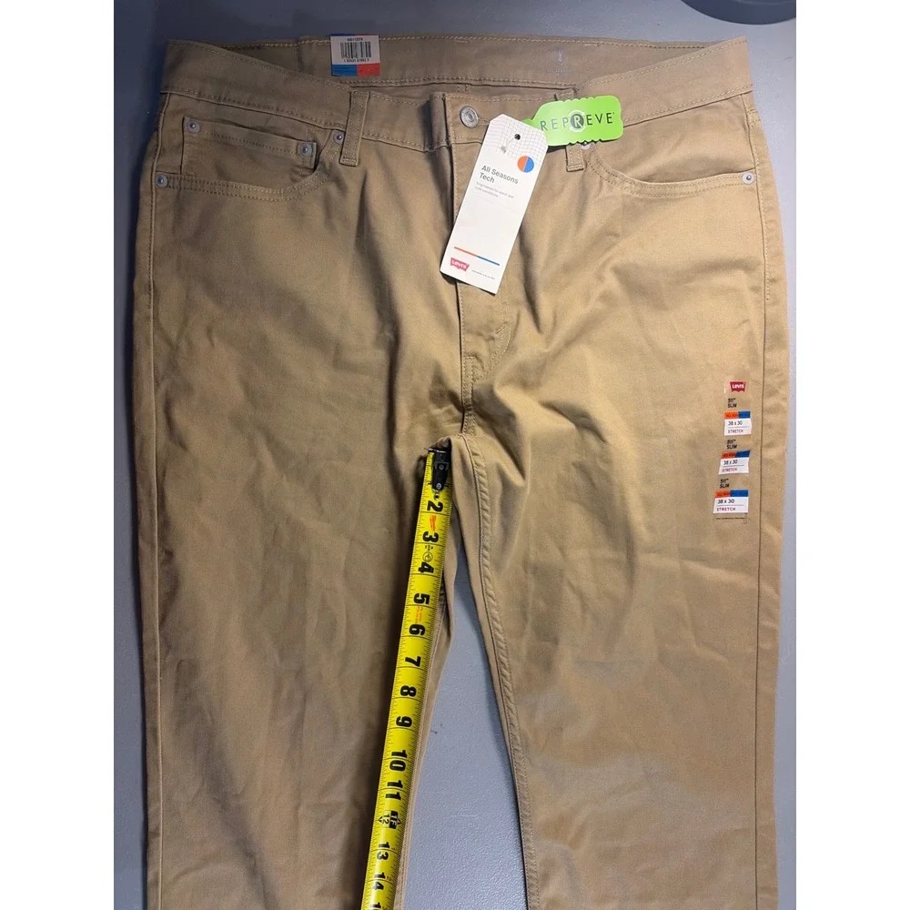 Levis 511 Slim Fit Pants Mens 38x30 Khaki Tan Stretch All Seasons Tech Chino NWT